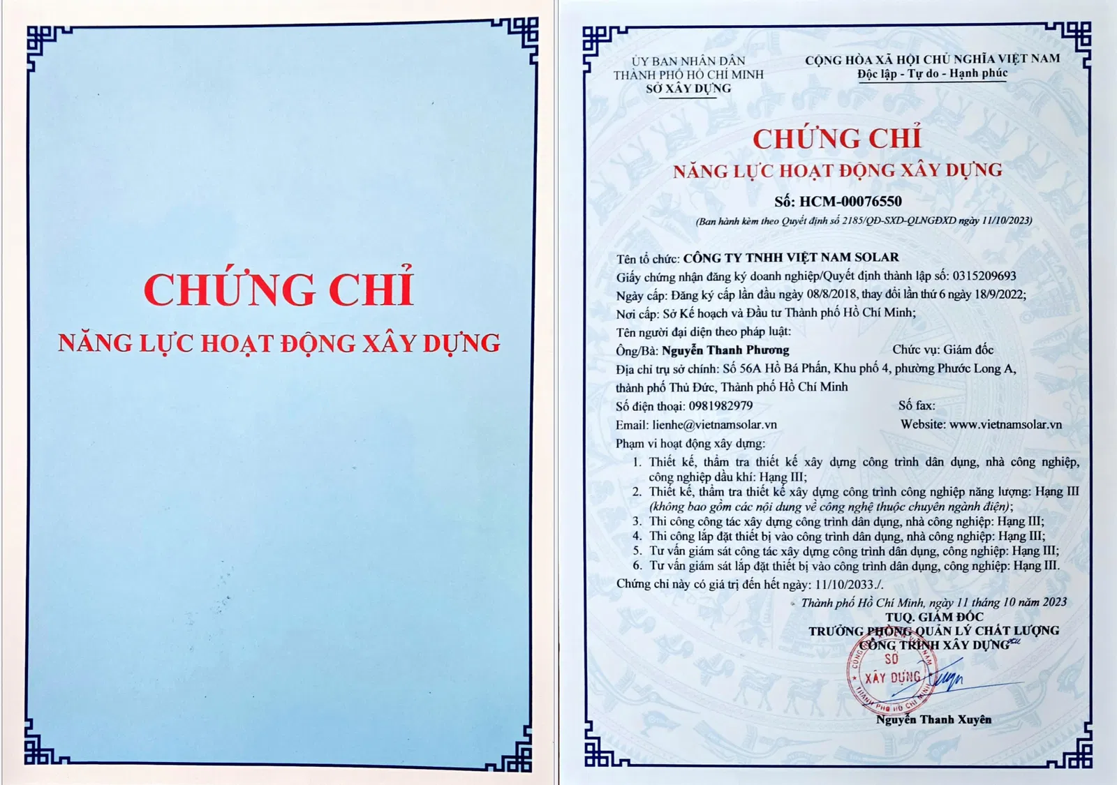 Giấy phép hoạt động xây dựng