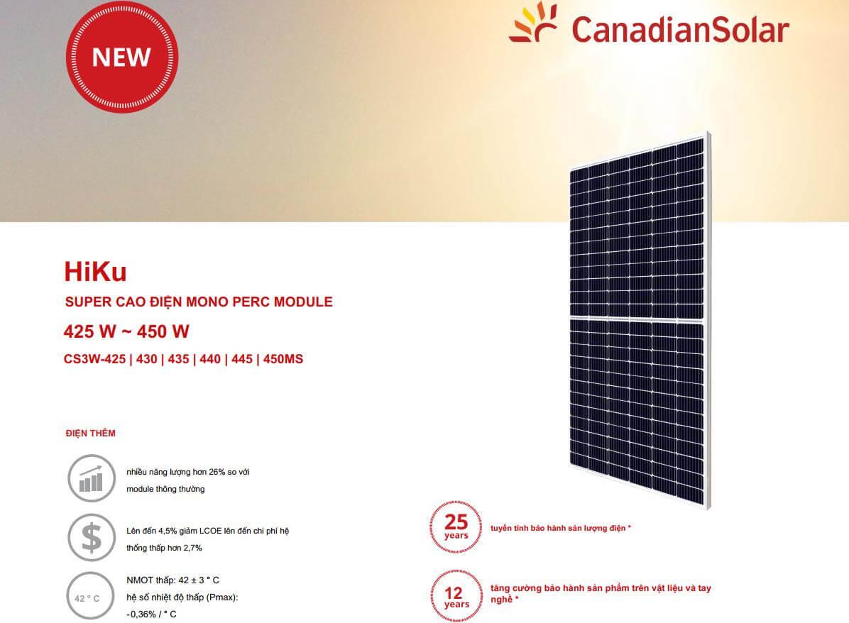 Tấm pin mặt trời 440w Canadian