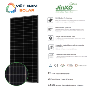 Tấm Pin NLMT Jinko Solar 550WP – 1 Mặt Kính [Giá Sỉ]