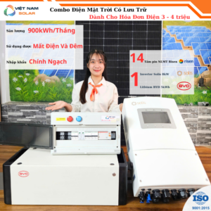 (Hóa Đơn Điện 3-4tr) - Hệ Thống Hybrid 8,2Kwp Lưu Trữ BYD 5kwh (Mất Điện Và Đêm Dùng Được)