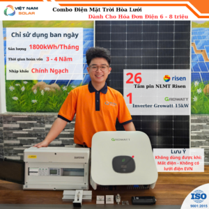 (Hóa Đơn Điện 6-8 Triệu) Hệ Thống Điện Mặt Trời 15,4Kwp - (Không Dùng Được Buổi Tối)