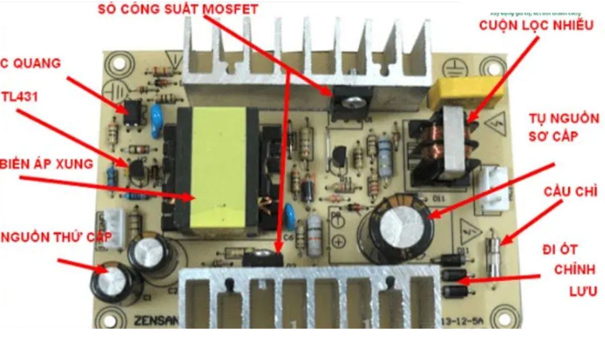 Cấu trúc cơ bản của một bộ nguồn xung điện áp trong thực tế