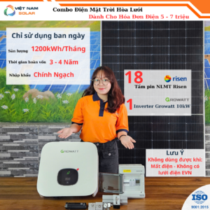 (Hóa Đơn Điện 5-7 Triệu) Hệ Thống Điện Mặt Trời 10,4Kwp - (Không Dùng Được Buổi Tối)
