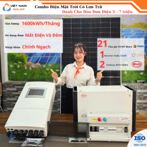(Hóa Đơn Điện 5-7tr) - Hệ Thống Hybrid 12,2Kwp Lưu Trữ BYD 10kwh (Mất Điện Và Đêm Dùng Được)