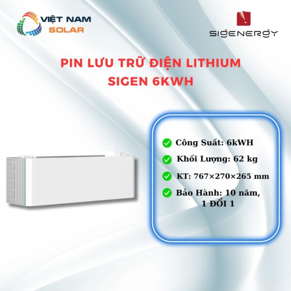 Pin Lưu Trữ Điện Lithium Sigen 6kWh
